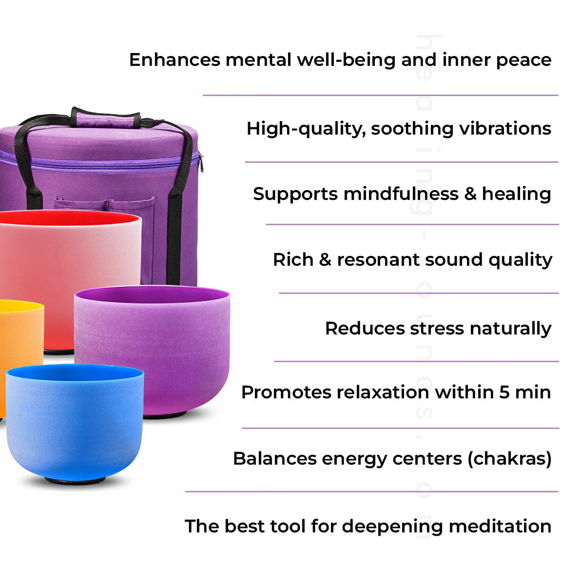 Flower of Life Quartz Crystal Singing Bowl Set for Meditation - Image 11